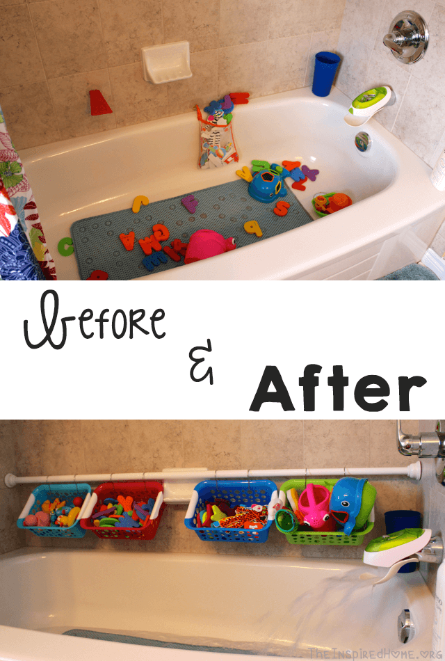 DIY Tubside Bath Toy Organizer