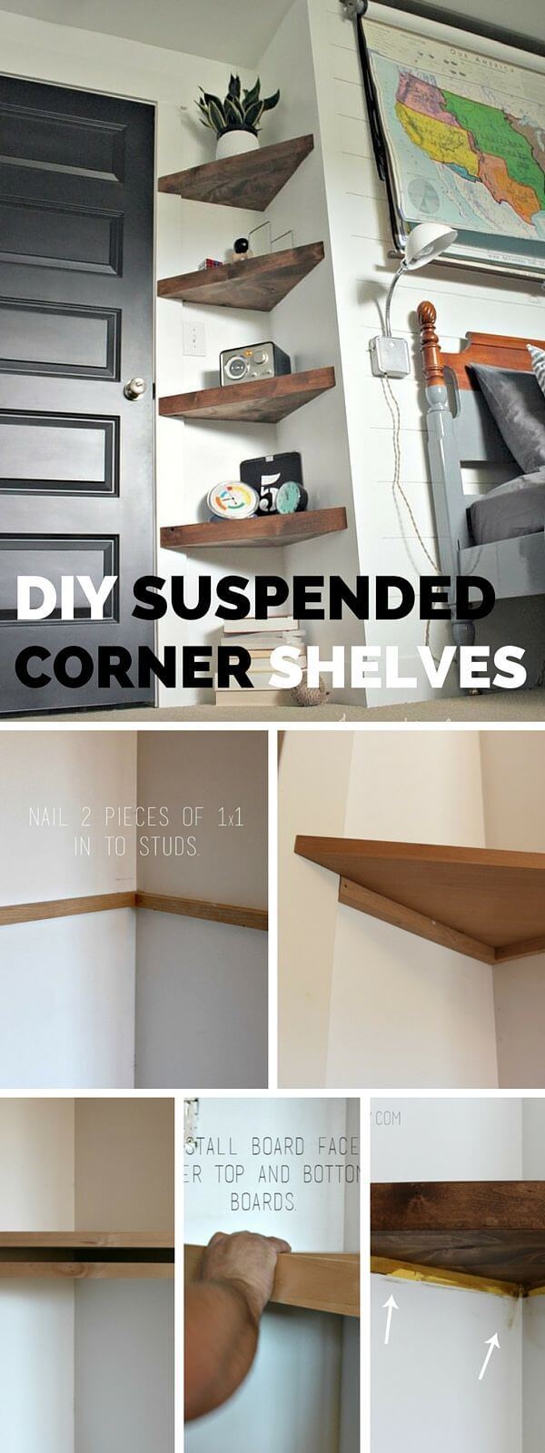 Easy DIY Floating Corner Shelves