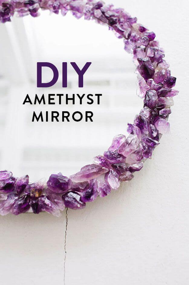 Raw Amethyst Framed Mirror