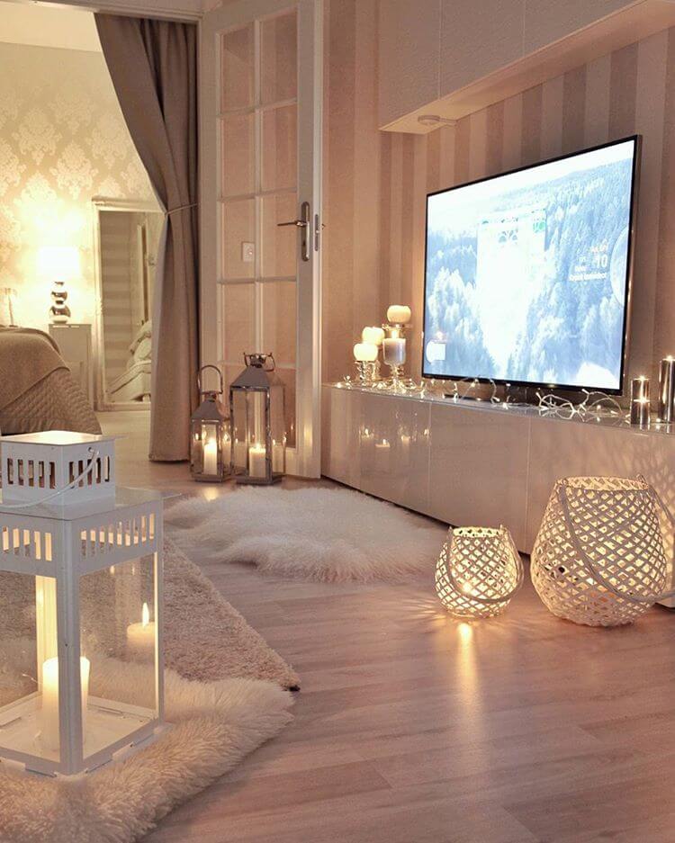 Light Hardwoods, White French Doors, Beige Stripes