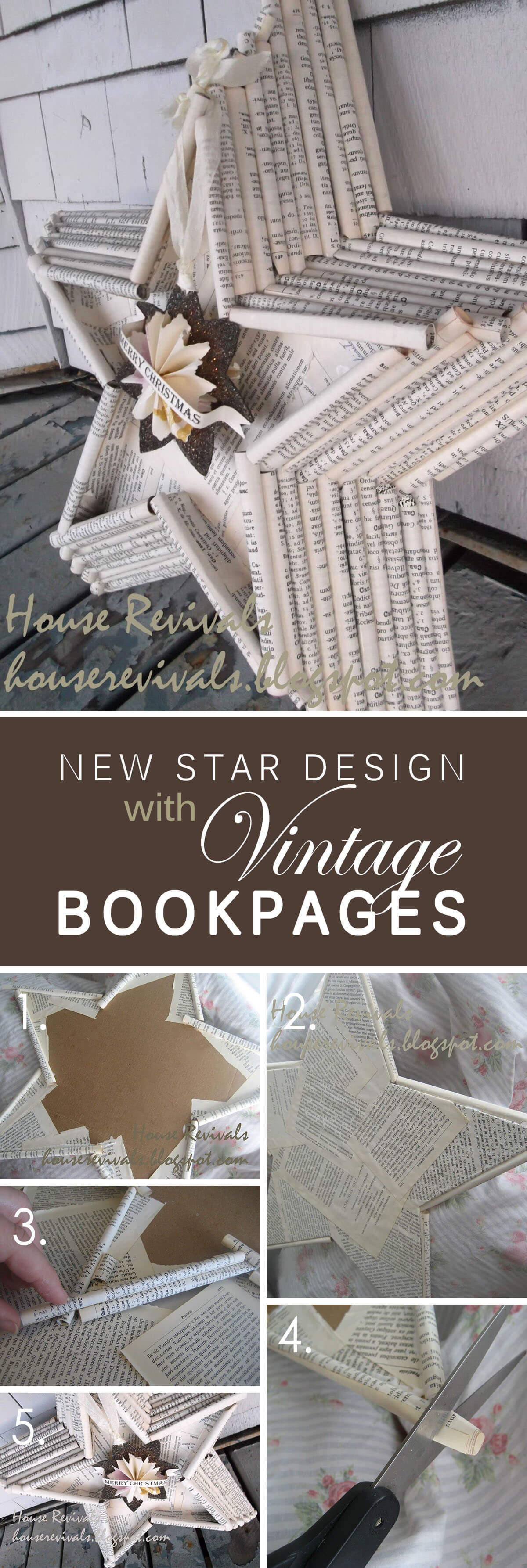 Vintage Book Page Star Wall Art
