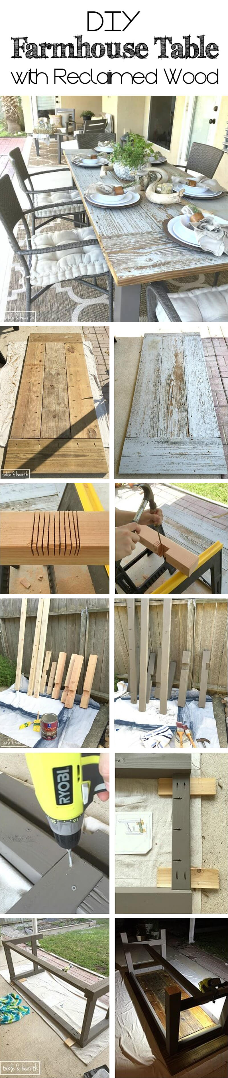 Rustic DIY Farmhouse Tables with Reclaimed Wood