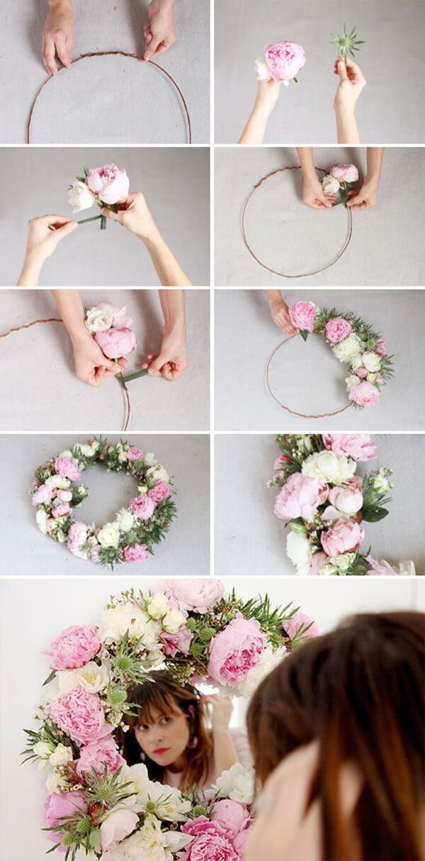 Sweet Floral Wreath Mirror