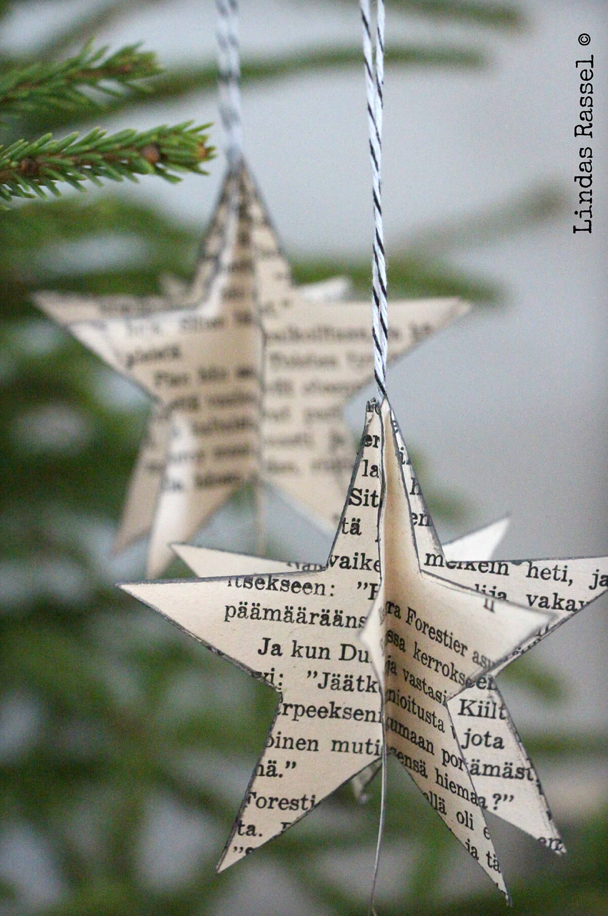 Book Page Star Christmas Ornaments