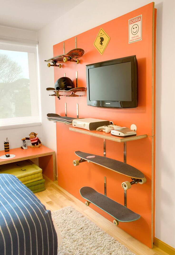 Clever Skateboard Shelves Teen Boy Room Homebnc   12 Teenage Boy Room Decor Ideas Homebnc 1 