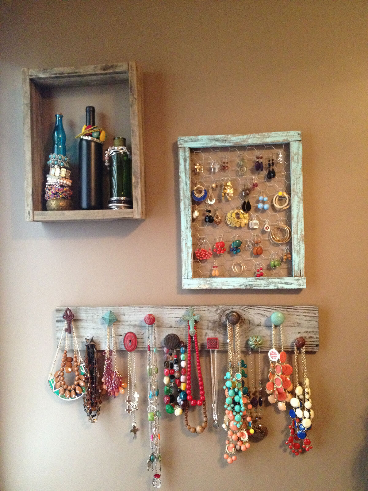 Mixed Barn Wood Jewelry Wall Displays