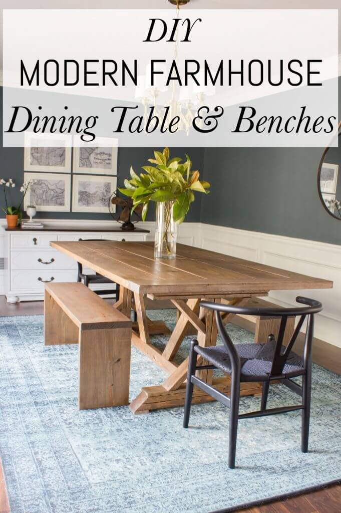 Farmhouse Meets Modern Table and Benches