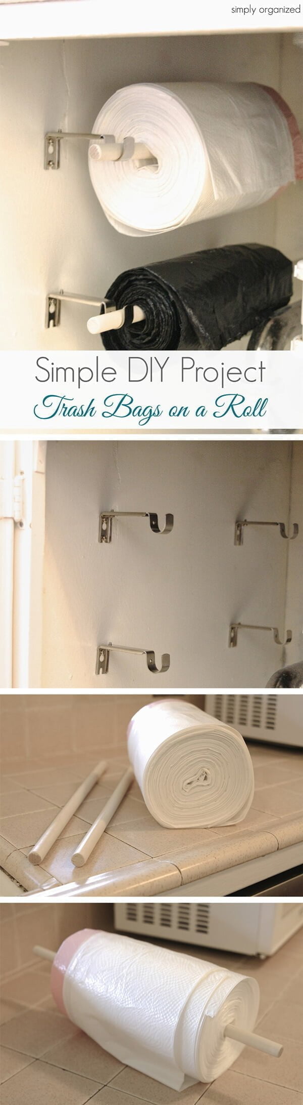 DIY Wall-Mounted Trash Bag Rollers