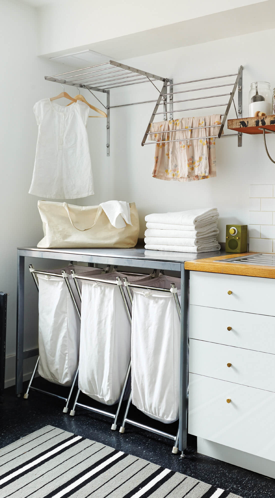 Easy, Beachy Sorting Laundry Room