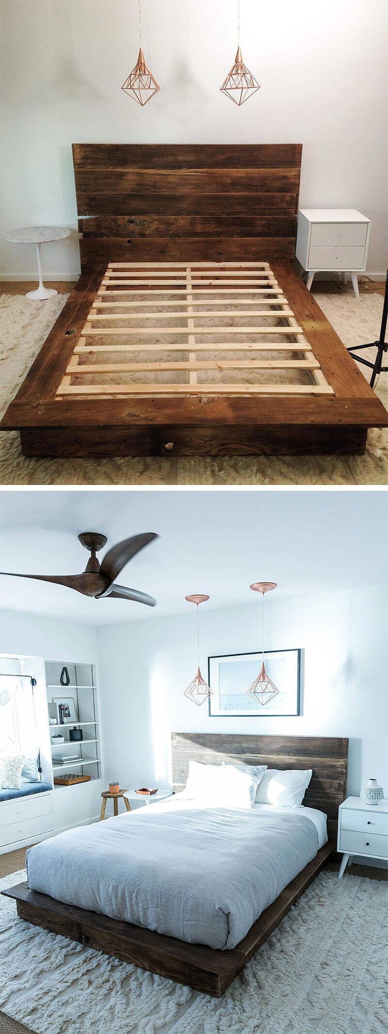 Simple Wooden Bed Frame and Headboard
