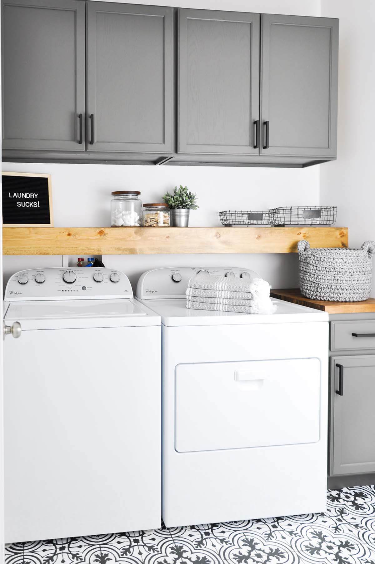 Elegant Monochromatic Utility Laundry Room