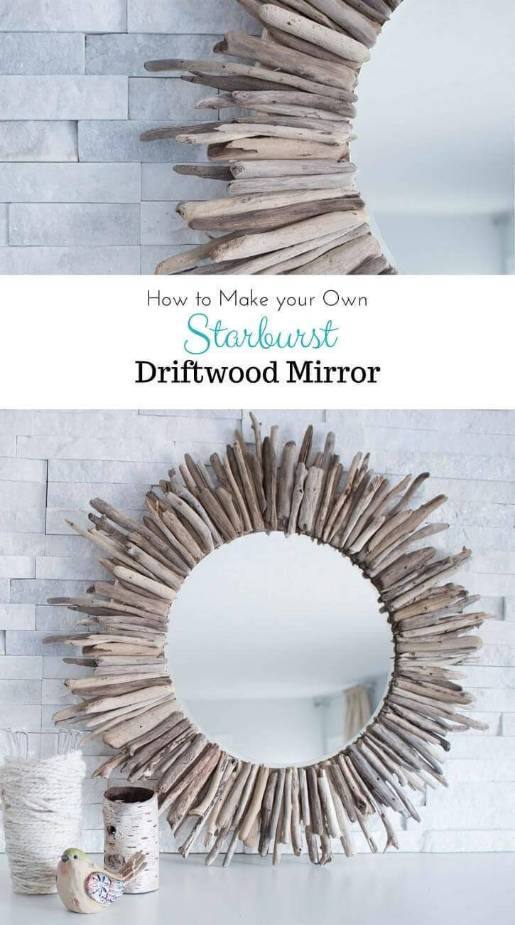 Sunburst Mirror with Reclaimed Driftwood