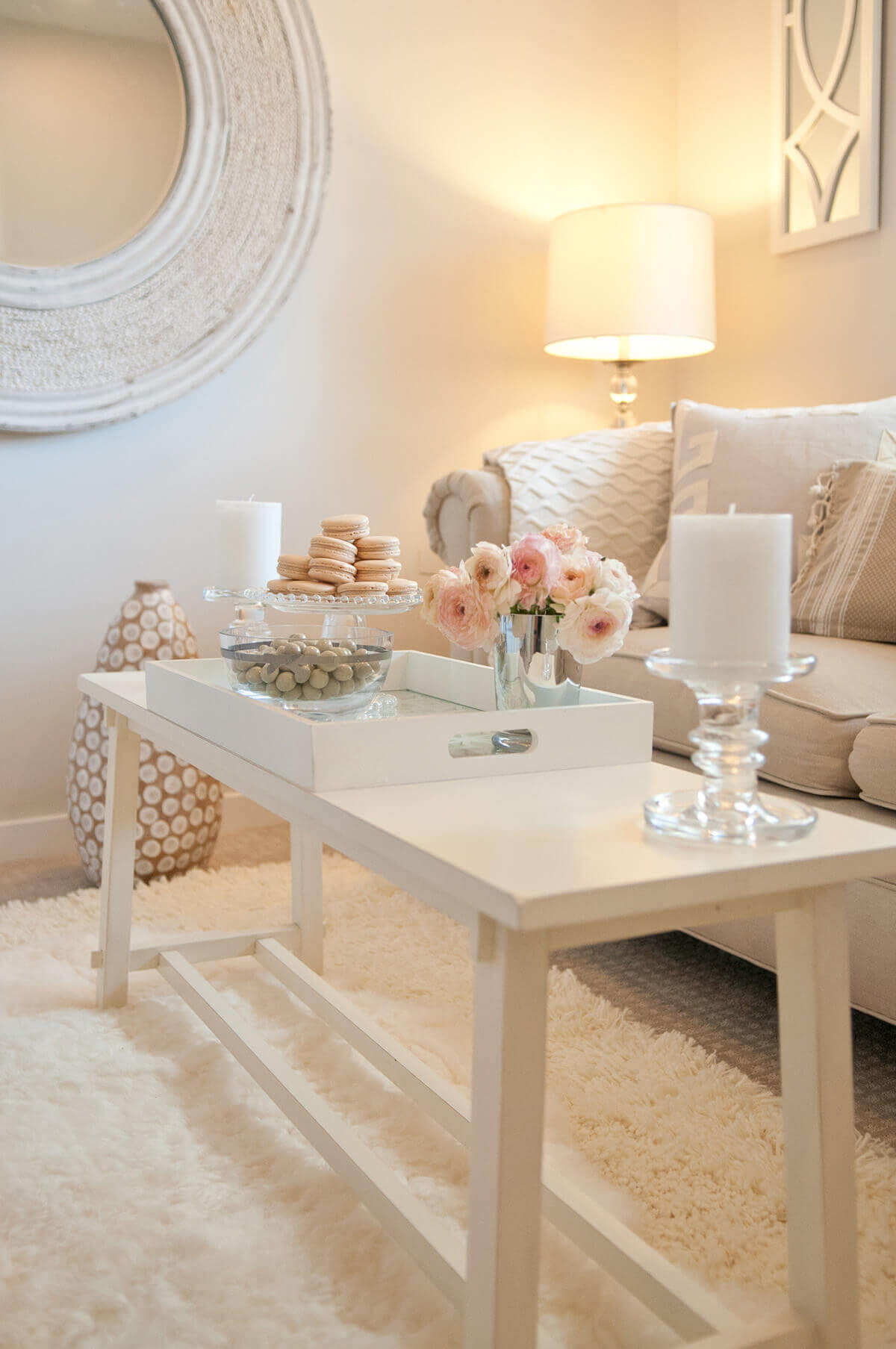 Beige and deals white living room