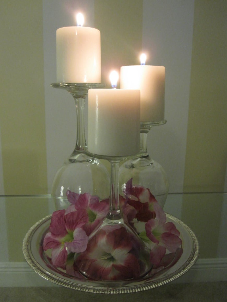 Fresh Flowers and Stemware Candle Trio