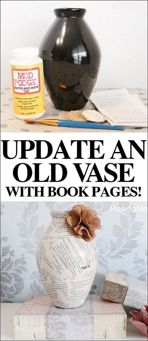 Mod Podge Book Page Vase