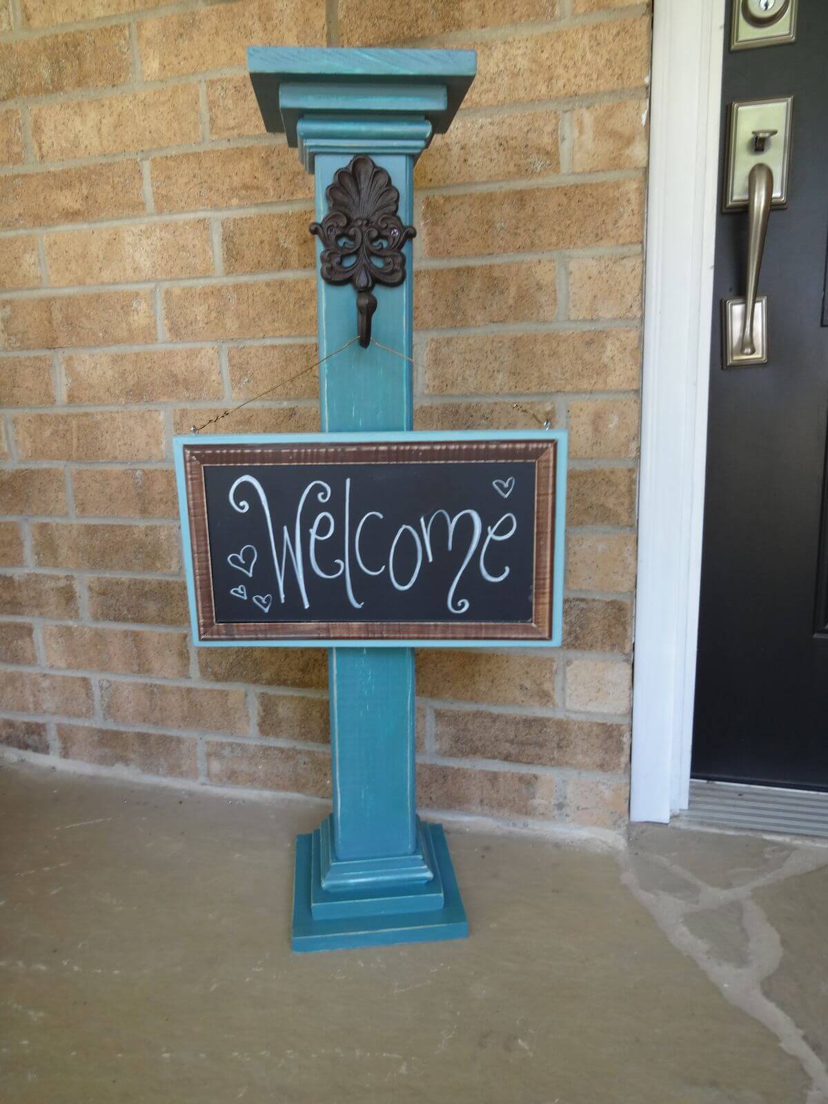 Whimsical Post and Chalkboard Welcome Sign