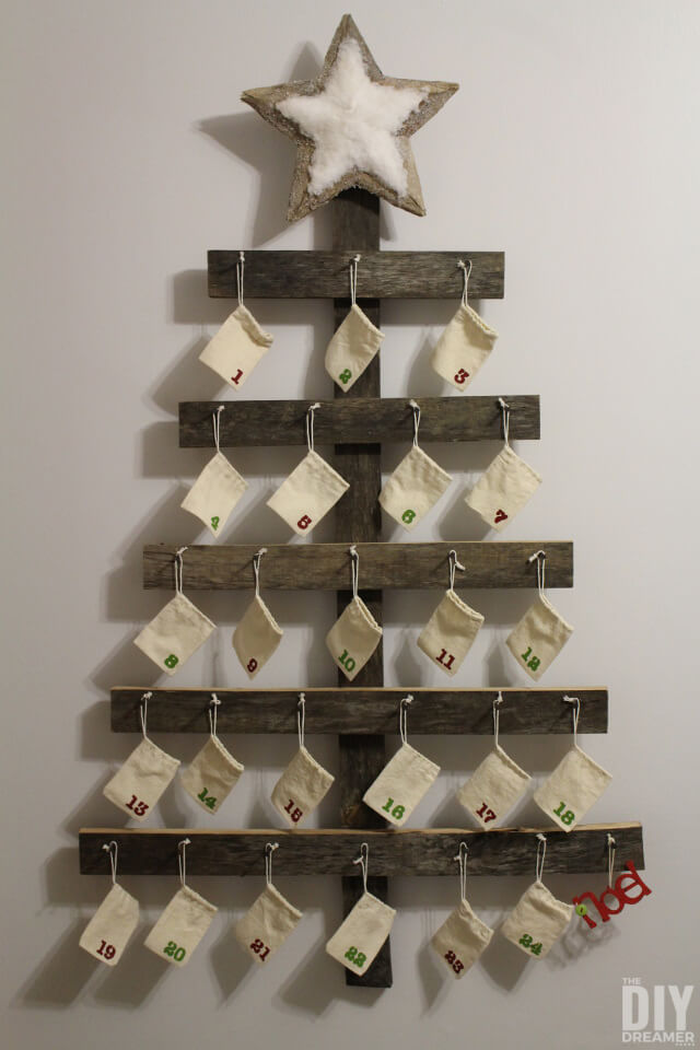 Wood Christmas Tree Advent Calendar