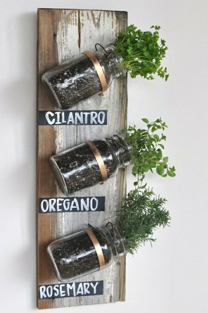 Houten vloer Gemonteerd Mason Jar Spice Garden