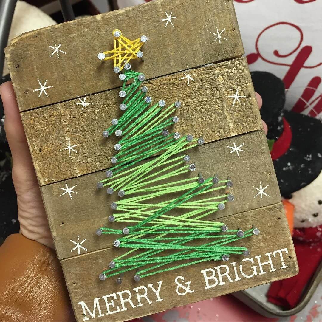 Merry and Bright Christmas Tree String Art