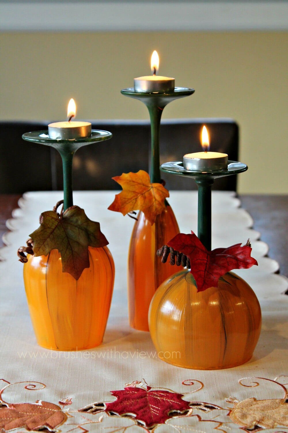 Festive Fall Wine Glass Candle Holders