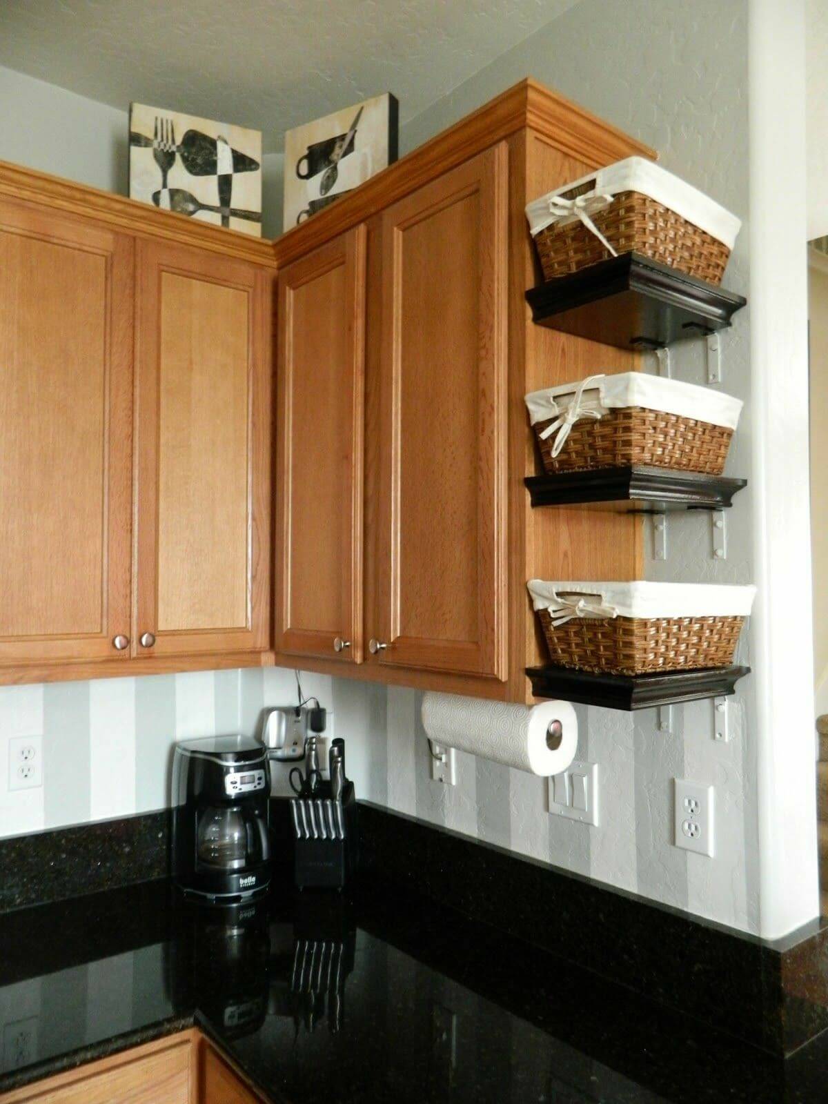 Kitchen Organizer Baskets On Shelves