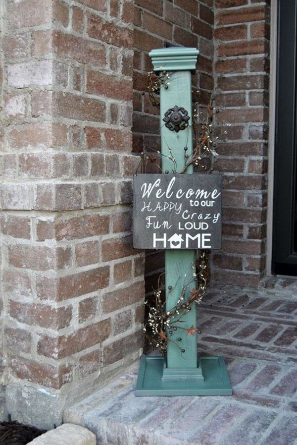 Rustic Post and Hand-Painted Welcome Sign