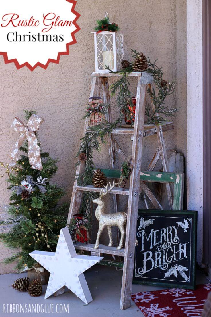 Festive Holiday Ladder Porch Display