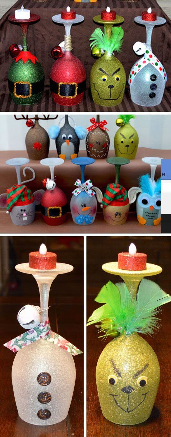 Cute Christmas Character Wine Glasses