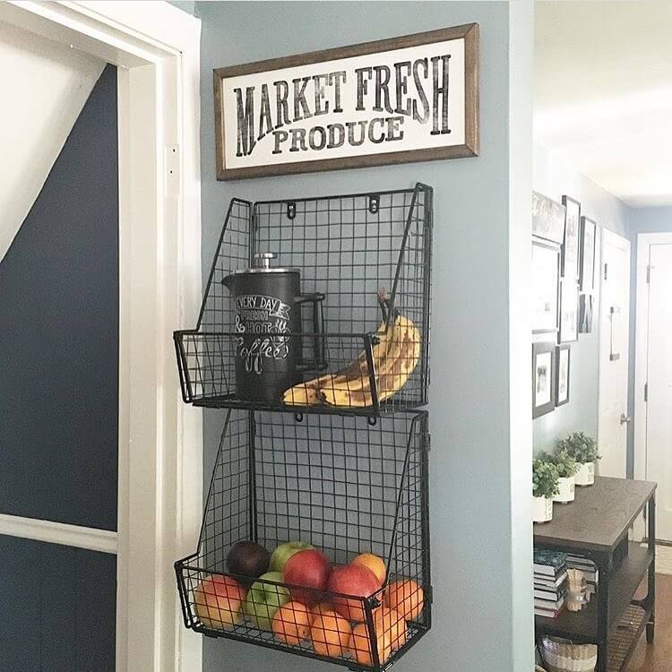 Hanging Produce Baskets With Sign