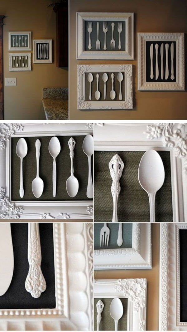 Framed Vintage Silverware Art Project