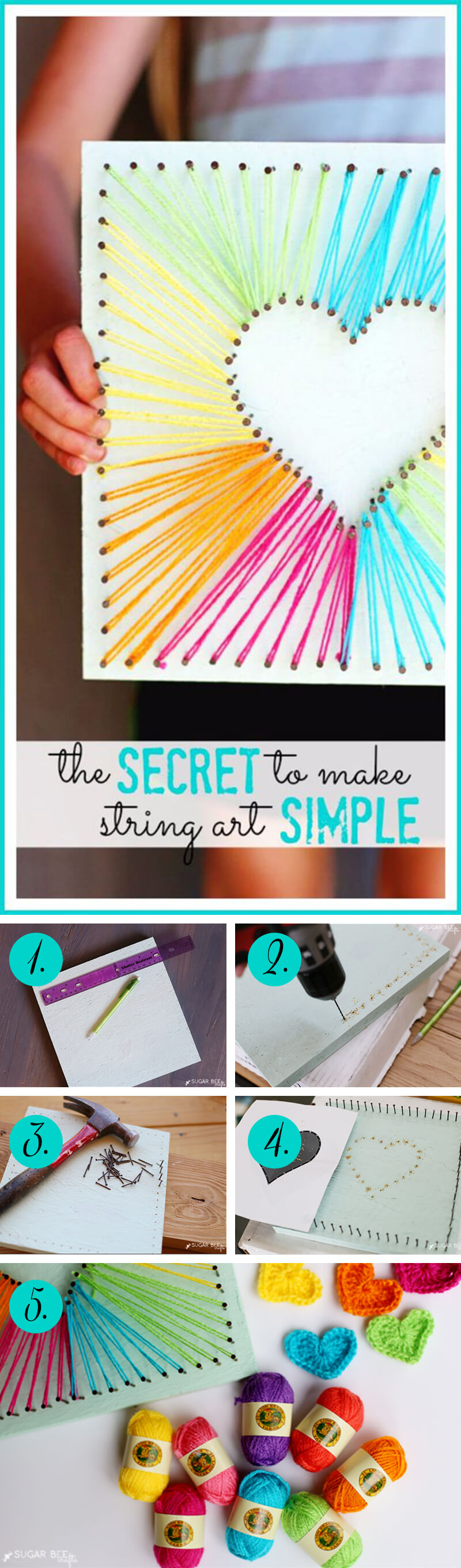Colorful and Fun Heart String Art