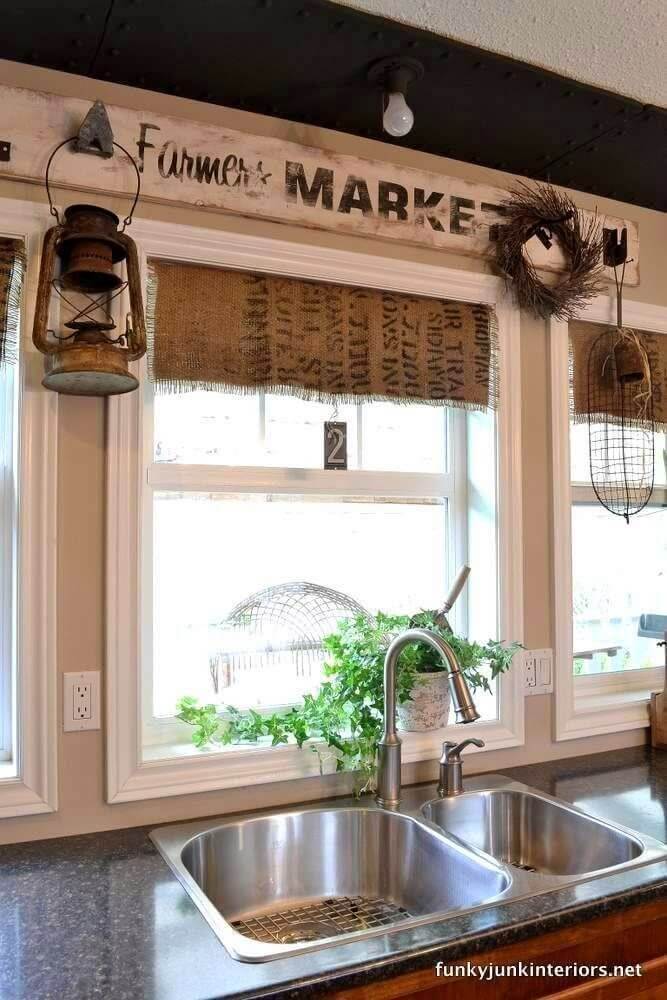 Easy Feed Sack Kitchen Curtains