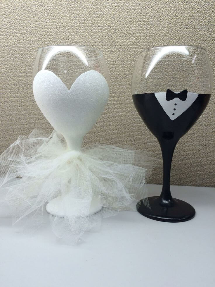 Bride and Groom Wine Glasses