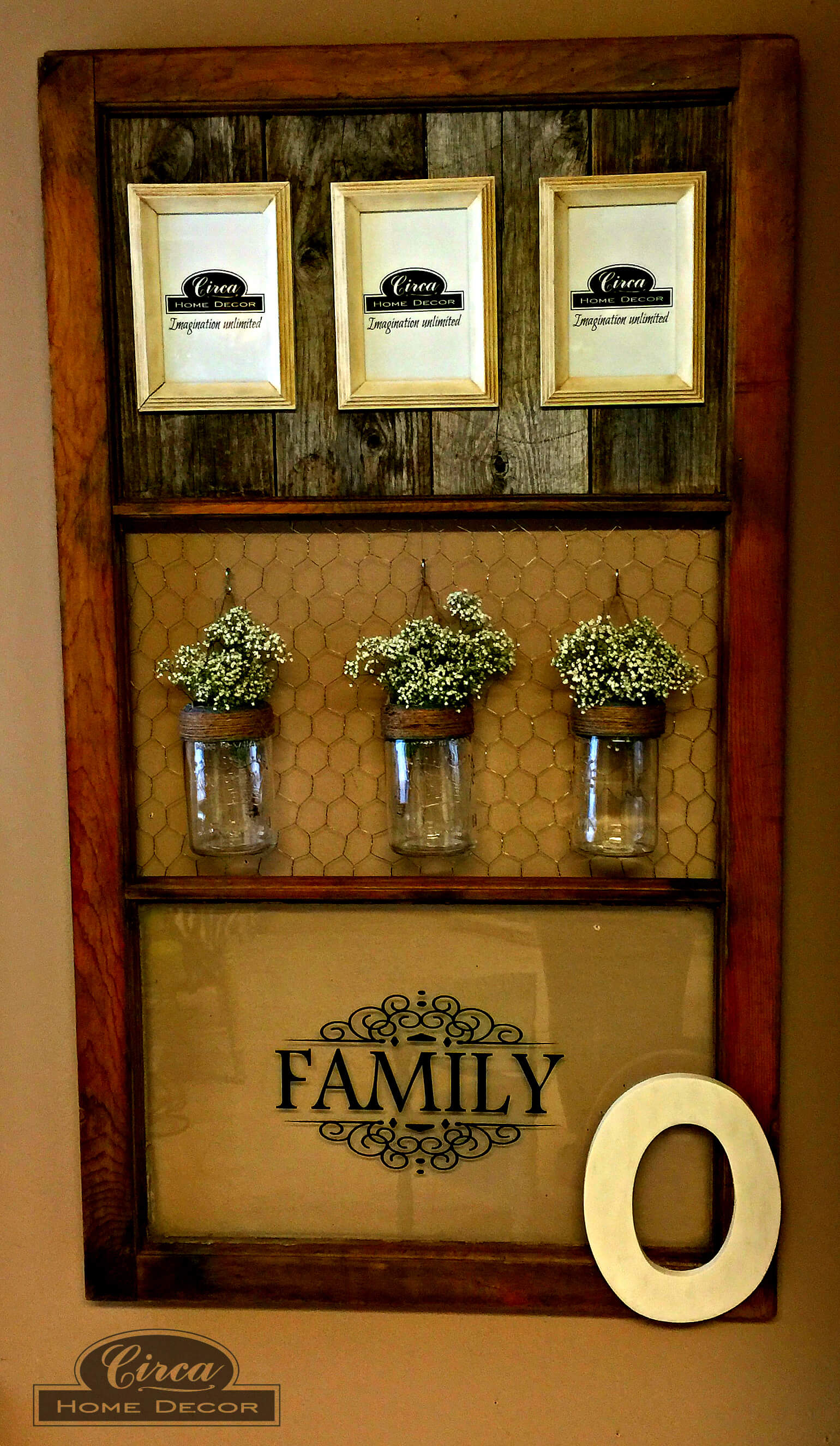 Hardwood Picture Frame Mason Jar Wall Decor