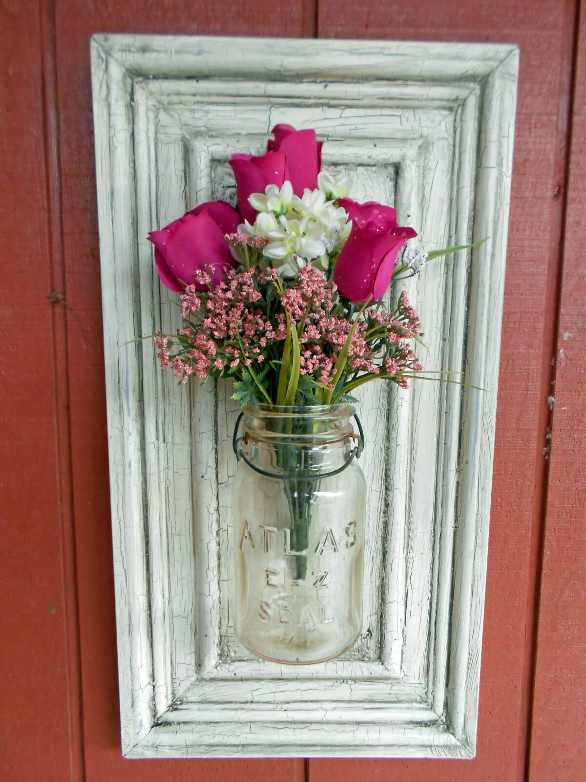 Vintage Atlas Mason Jar Flower Holder