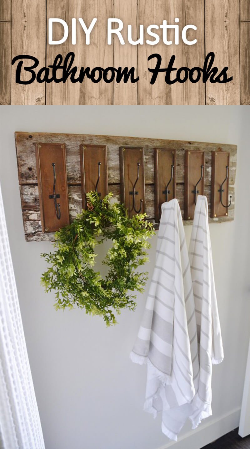 DIY Rustic Farmhouse Bathroom Hooks