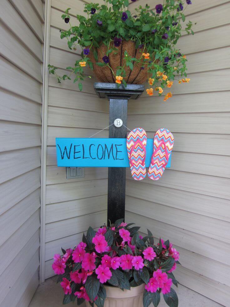 Flower Stand Post and Decorative Summer Sign