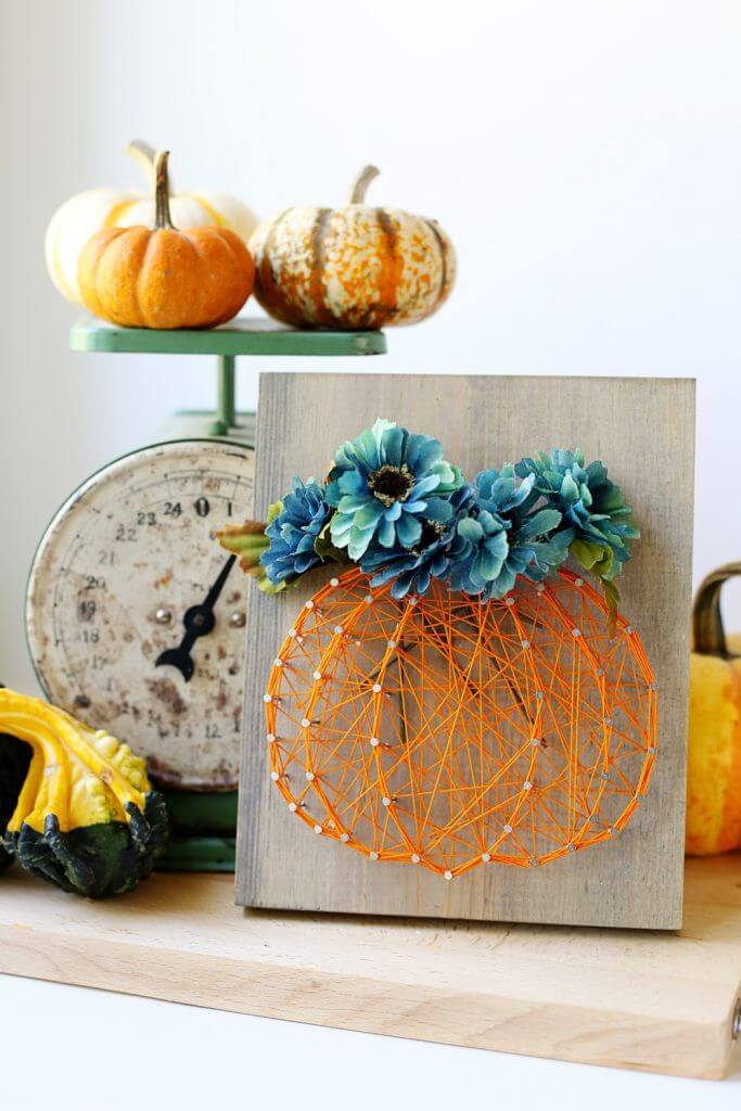 Pumpkin and Flowers String Art