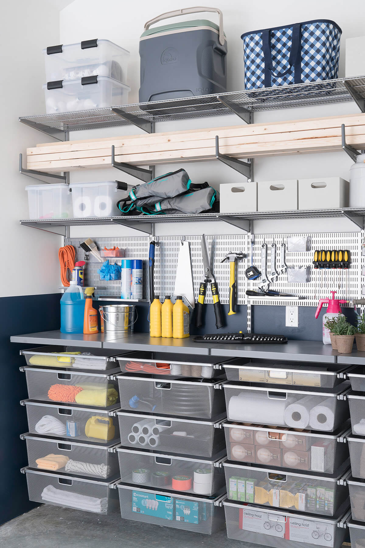 Clear Totes, a Workspace, and Extra Storage