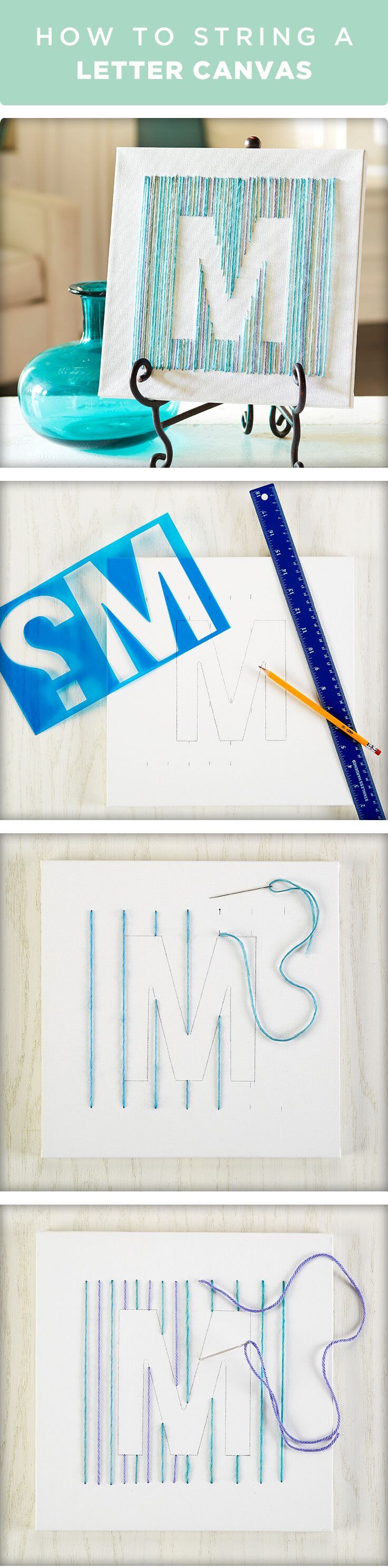 DIY Monogram String Canvas Sign
