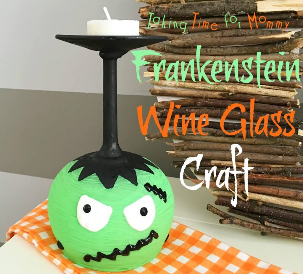 Frankenstein Halloween Wine Glass Craft