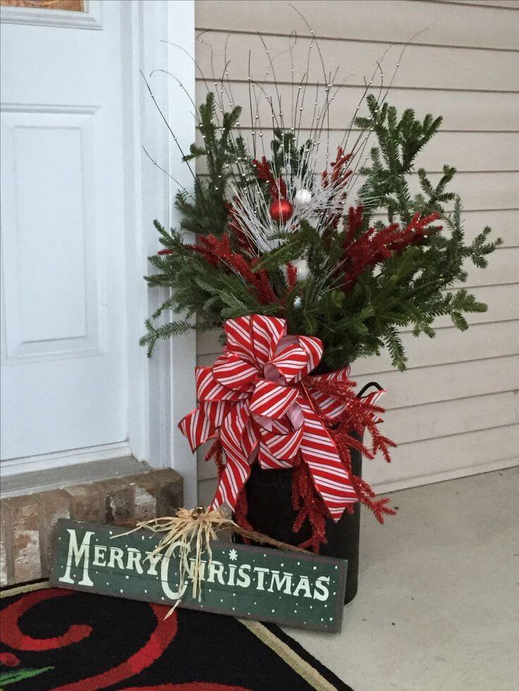 Pretty Evergreen Branch Christmas Planter