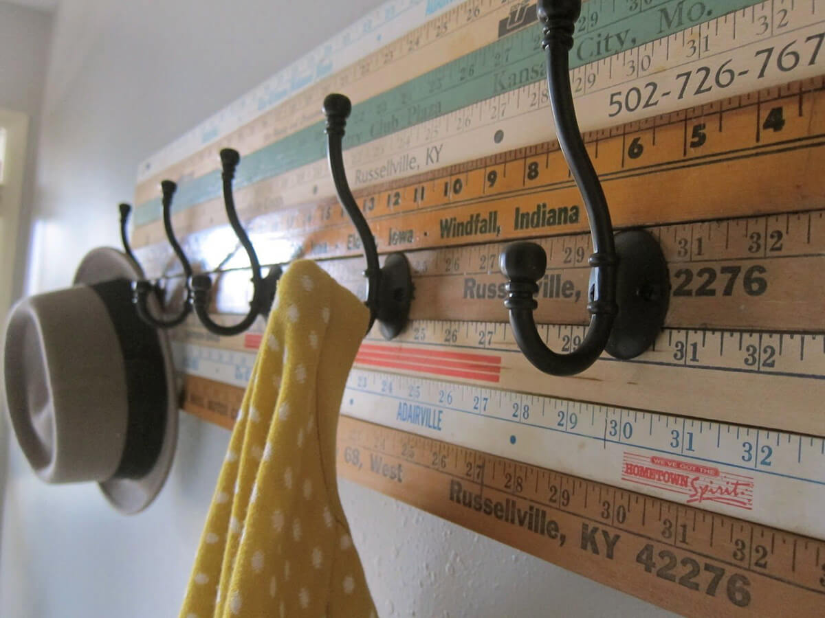 Wall-Hanging Yardstick Collage Accessory Organizer