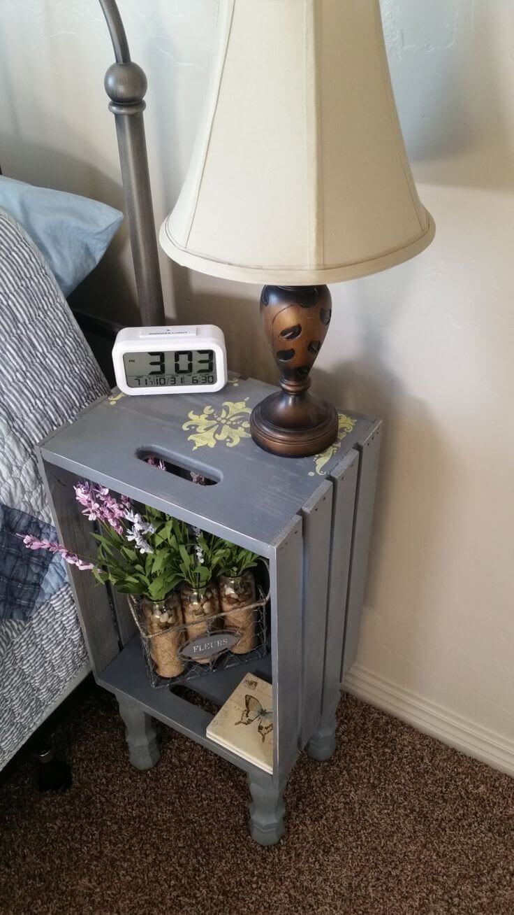 Cozy Crate Nightstand on Raised Feet