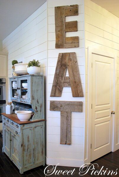 Giant Wooden "Eat" Kitchen Sign