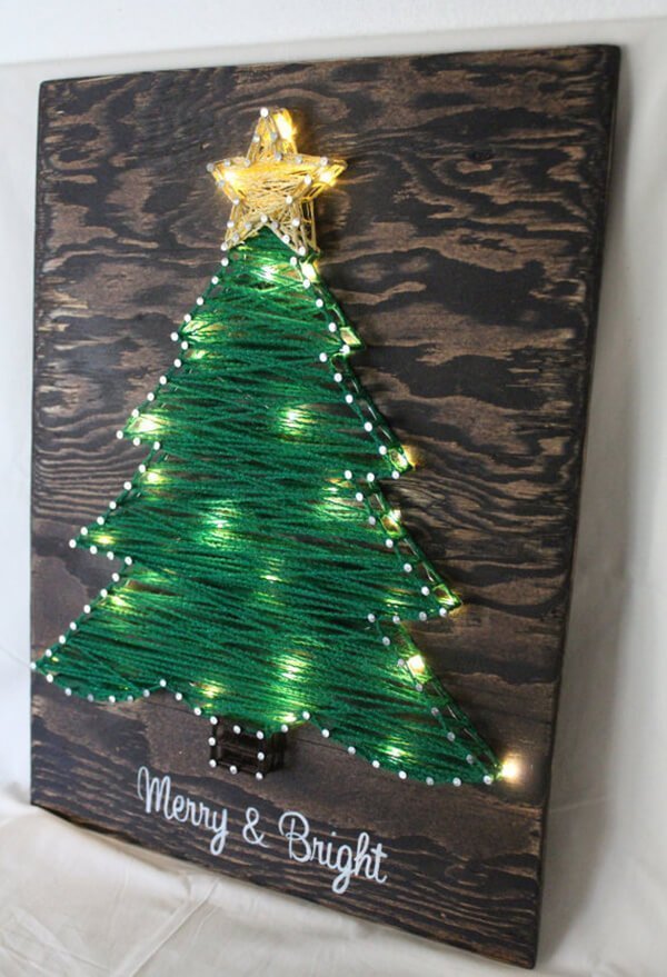 Light Up Christmas Tree String Art