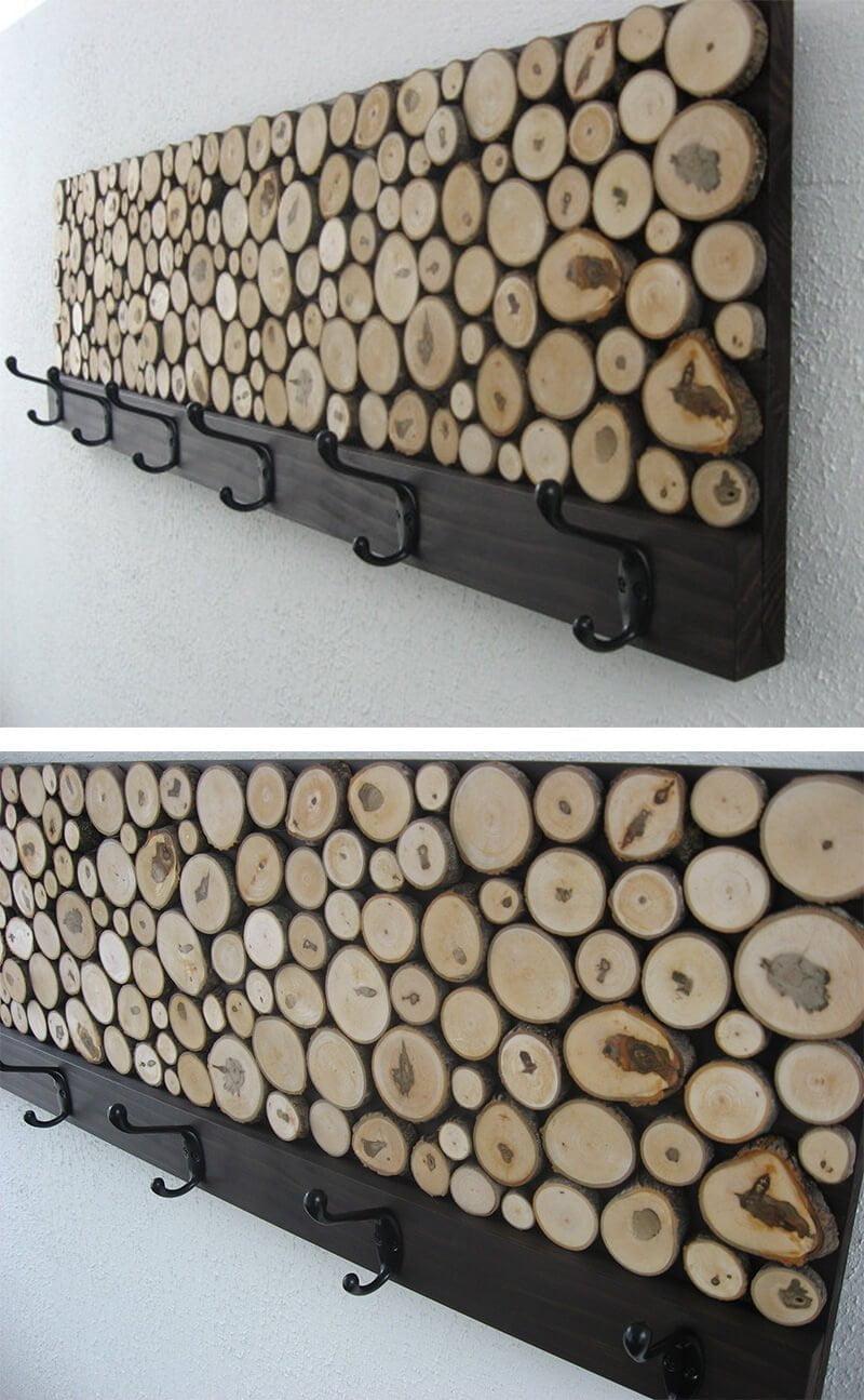 Woodpile Wall Art with Accessory Hangers