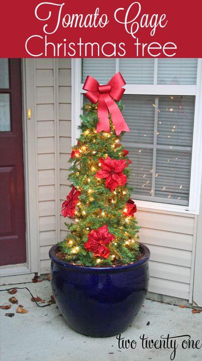 Tomato Cage Poinsettia Christmas Tree