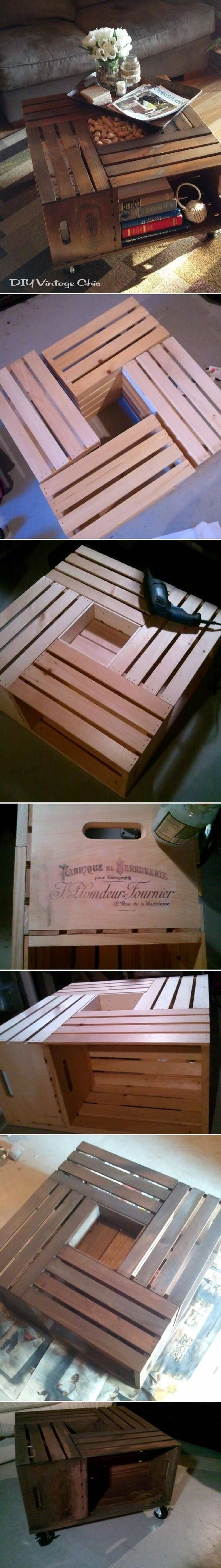 Vintage Wood Crate Coffee Table