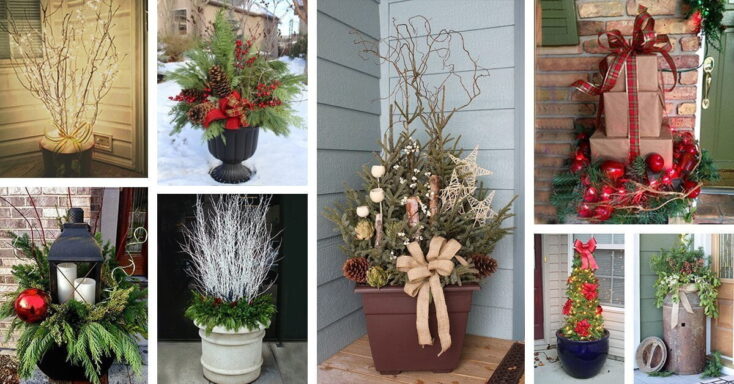 Featured image for 35 Festive Outdoor Holiday Planter Ideas To Decorate Your Front Porch For Christmas
